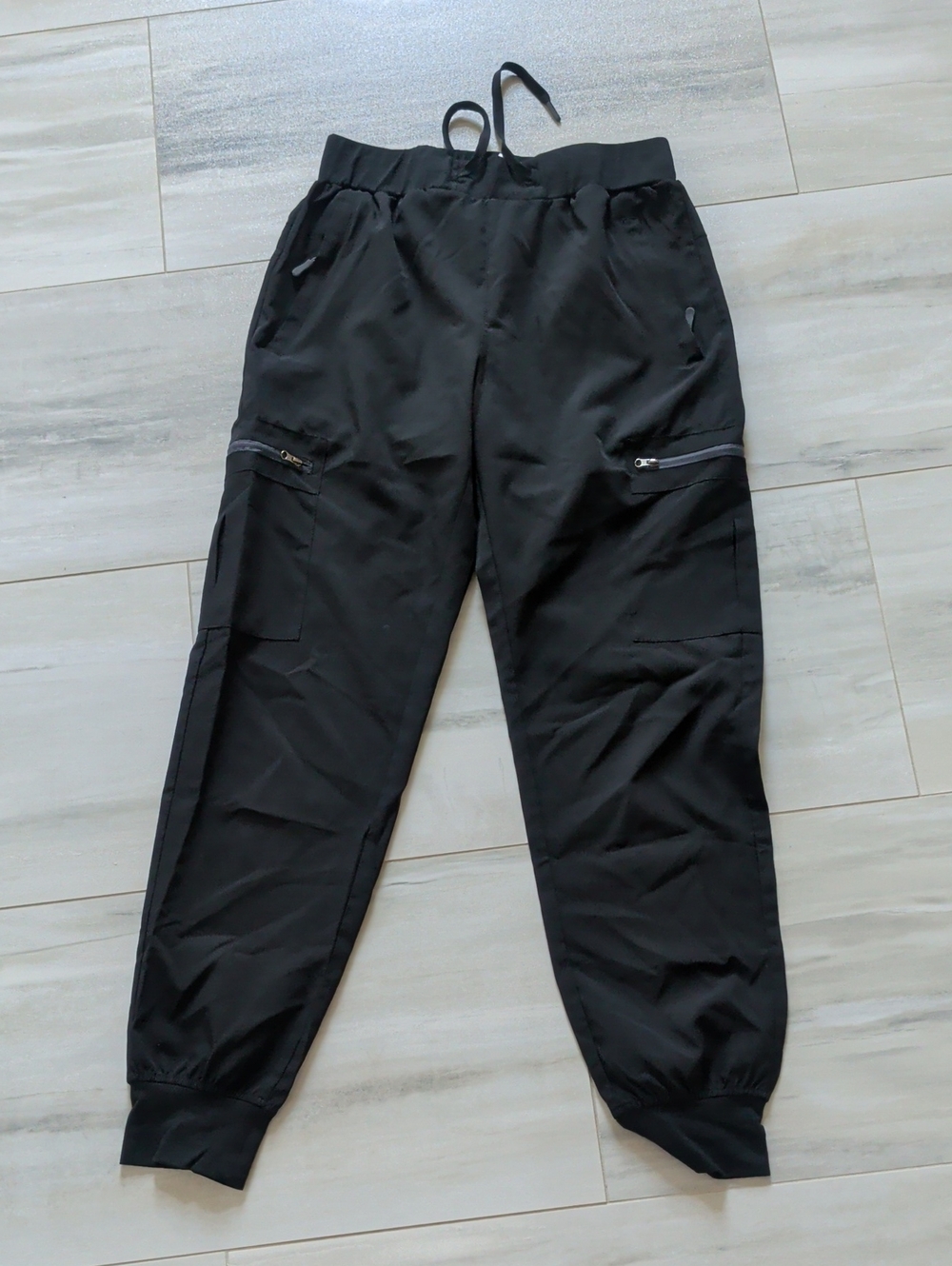 Women's Black Cargo Jogger Pants Hiking Pants with Zip Pockets